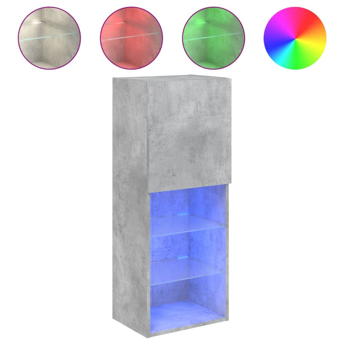 Comodă TV cu lumini LED, gri beton, 40,5x30x102 cm - WALTI WALTI