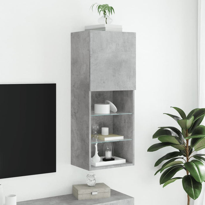 Comodă TV cu lumini LED, gri beton, 40,5x30x102 cm - WALTI WALTI