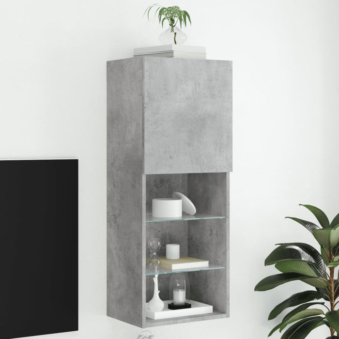 Comodă TV cu lumini LED, gri beton, 40,5x30x102 cm - WALTI WALTI