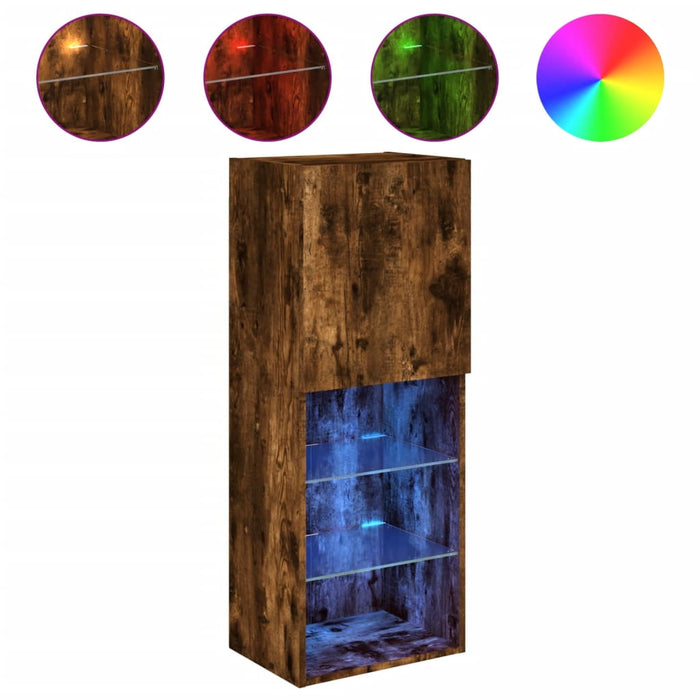 Comodă TV cu lumini LED, stejar fumuriu, 40,5x30x102 cm - WALTI WALTI