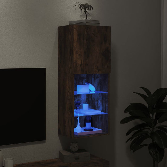 Comodă TV cu lumini LED, stejar fumuriu, 40,5x30x102 cm - WALTI WALTI