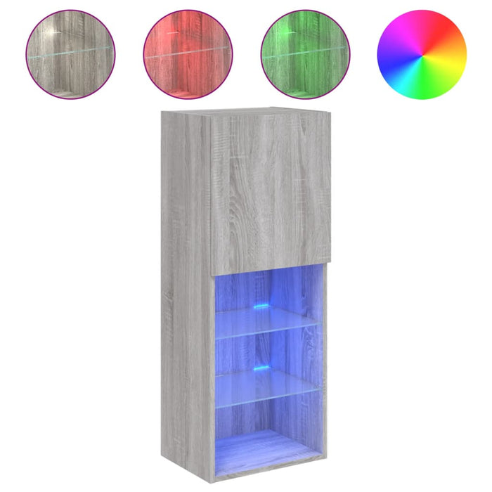 Comodă TV cu lumini LED, gri sonoma, 40,5x30x102 cm WALTI
