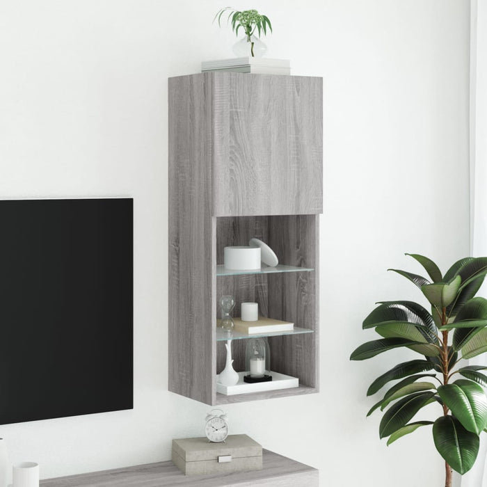 Comodă TV cu lumini LED, gri sonoma, 40,5x30x102 cm WALTI