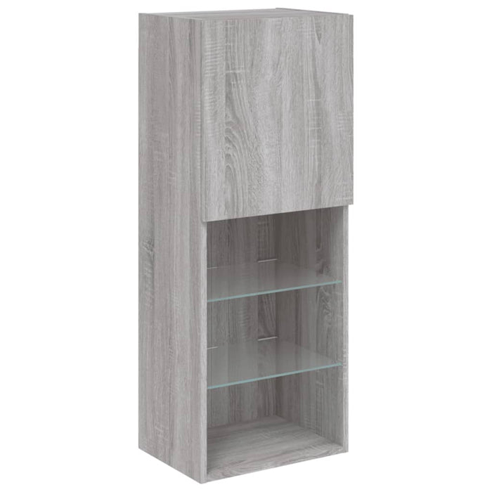 Comodă TV cu lumini LED, gri sonoma, 40,5x30x102 cm WALTI