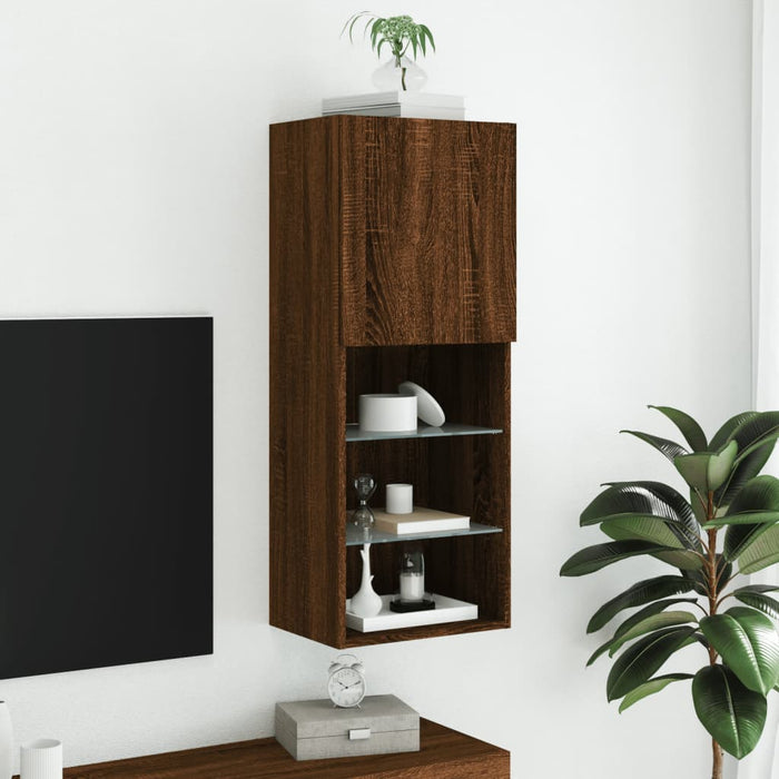 Comodă TV cu lumini LED, stejar maro, 40,5x30x102 cm - WALTI WALTI