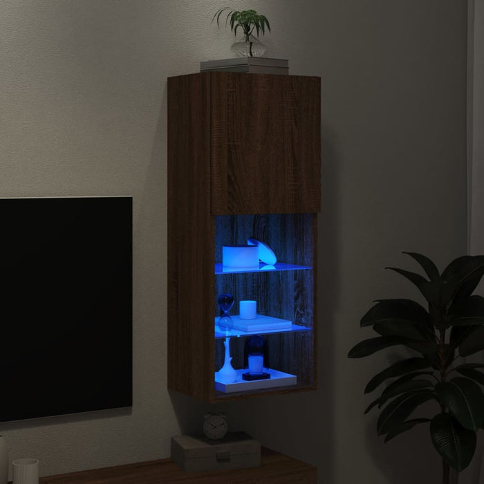 Comodă TV cu lumini LED, stejar maro, 40,5x30x102 cm - WALTI WALTI
