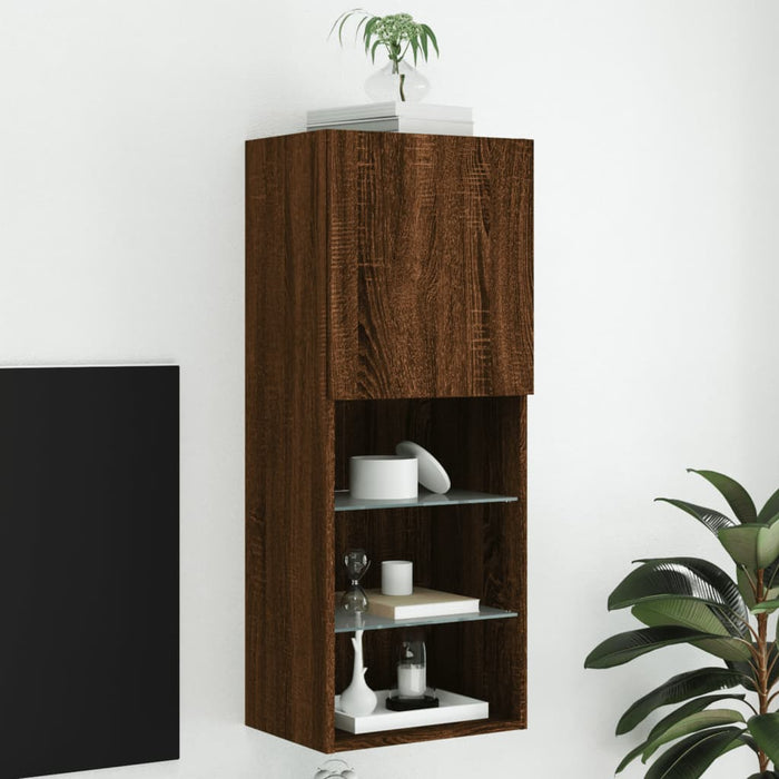 Comodă TV cu lumini LED, stejar maro, 40,5x30x102 cm - WALTI WALTI