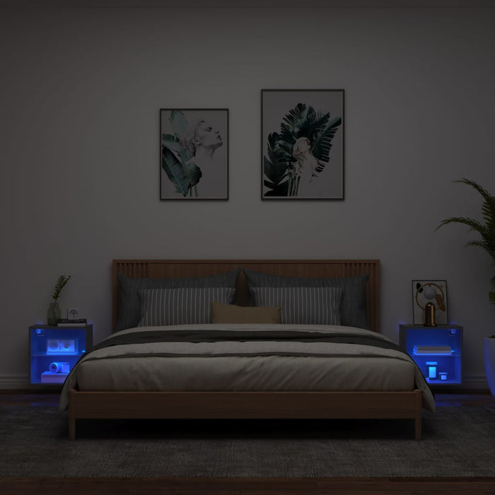Noptiere cu lumini LED montate pe perete, 2 buc., negru WALTI