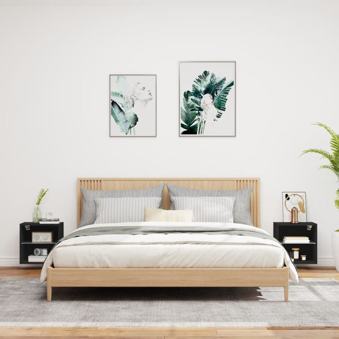 Noptiere cu lumini LED montate pe perete, 2 buc., negru WALTI