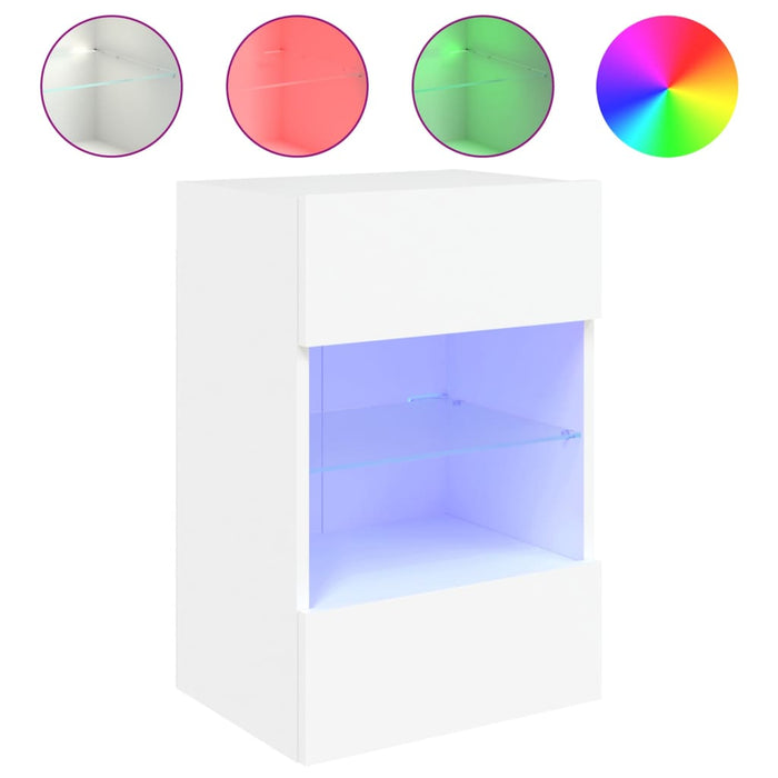 Comodă TV de perete cu lumini LED, alb, 40x30x60,5 cm - WALTI WALTI