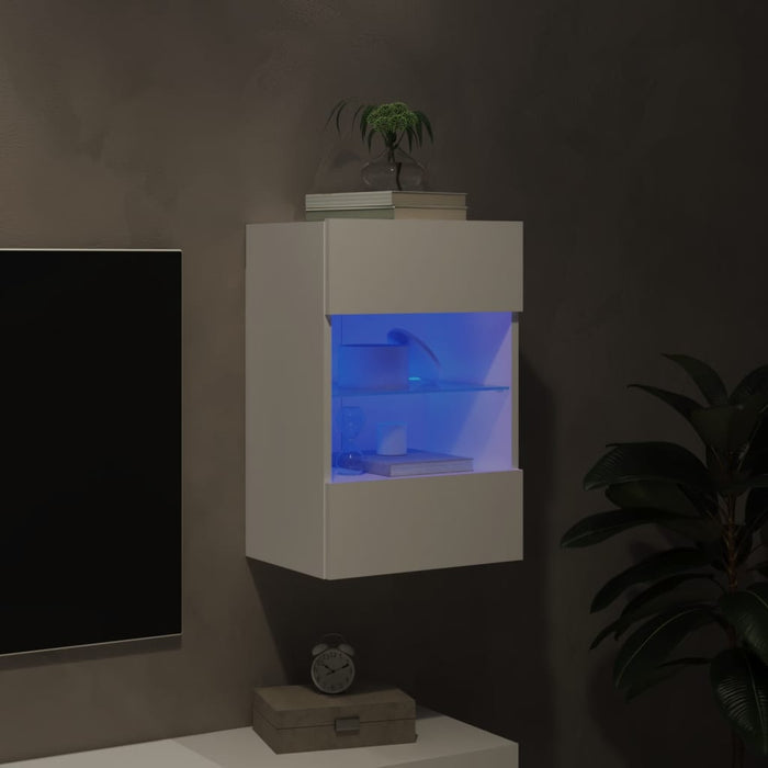 Comodă TV de perete cu lumini LED, alb, 40x30x60,5 cm - WALTI WALTI