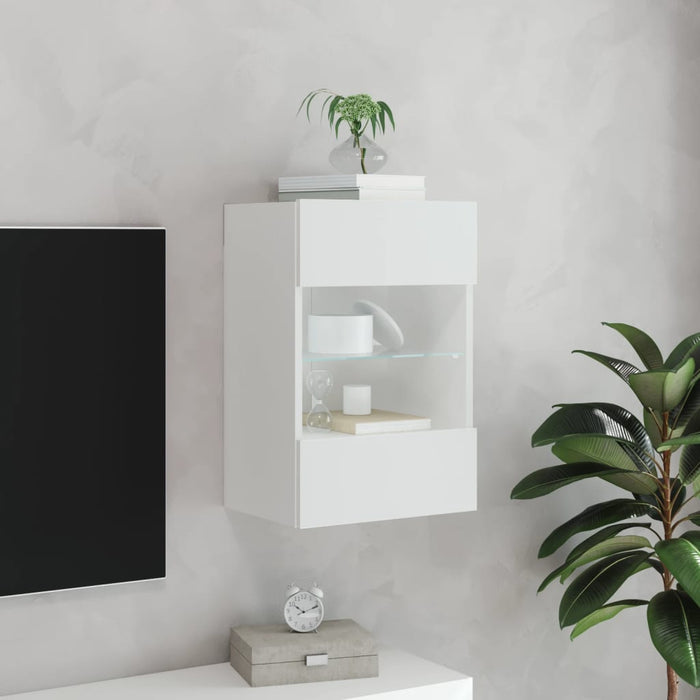 Comodă TV de perete cu lumini LED, alb, 40x30x60,5 cm - WALTI WALTI