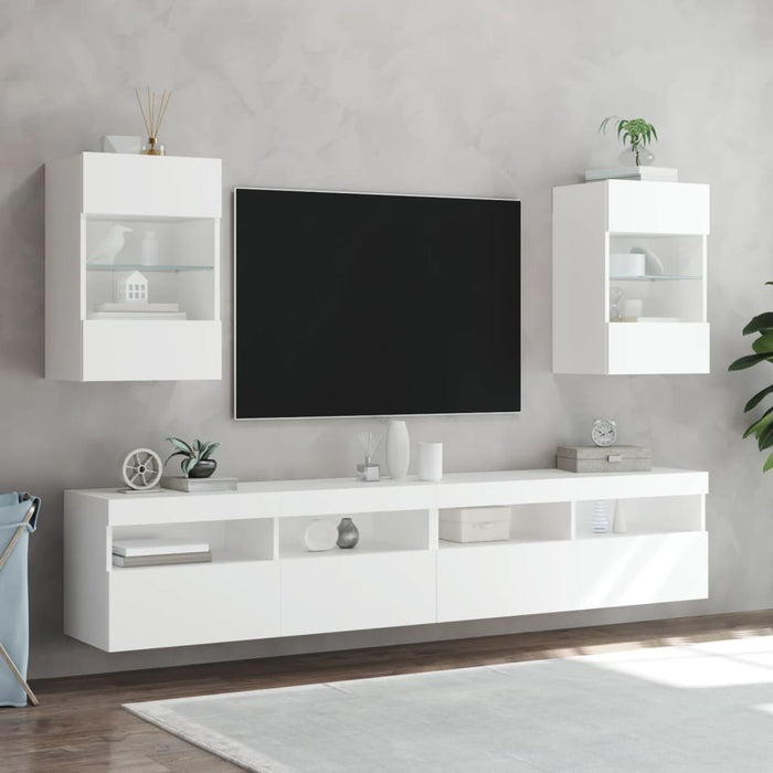 Comodă TV de perete cu lumini LED, alb, 40x30x60,5 cm - WALTI WALTI