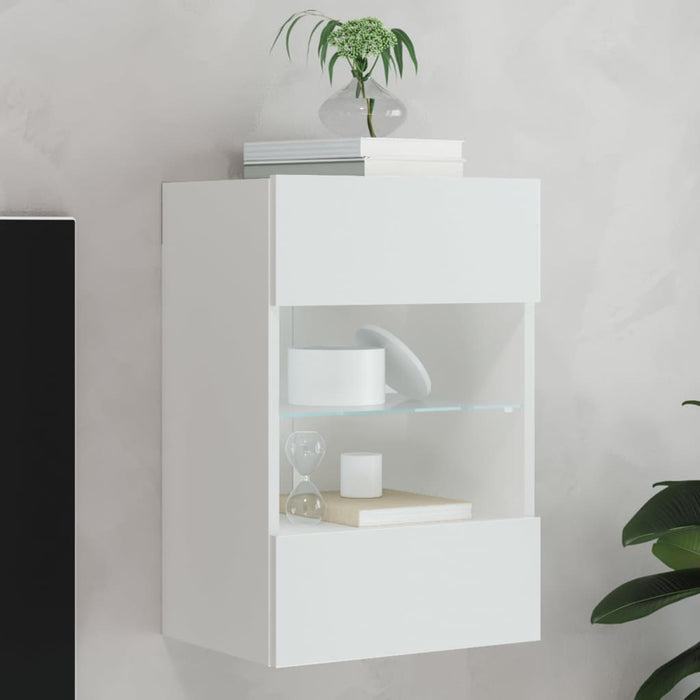 Comodă TV de perete cu lumini LED, alb, 40x30x60,5 cm - WALTI WALTI