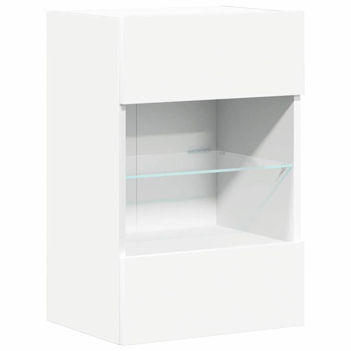 Comode de perete cu lumini LED pentru TV, 2 buc., alb, 40x30x60,5 cm - WALTI WALTI