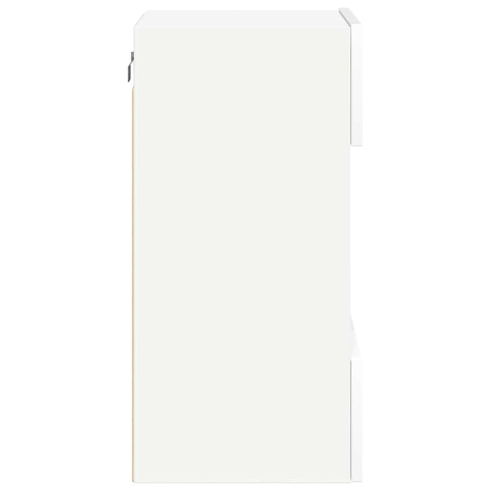 Comode de perete cu lumini LED pentru TV, 2 buc., alb, 40x30x60,5 cm - WALTI WALTI