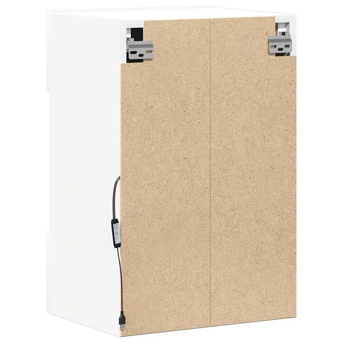 Comode de perete cu lumini LED pentru TV, 2 buc., alb, 40x30x60,5 cm - WALTI WALTI