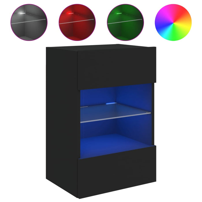 Comodă TV de perete cu lumini LED, negru, 40x30x60,5 cm - WALTI WALTI