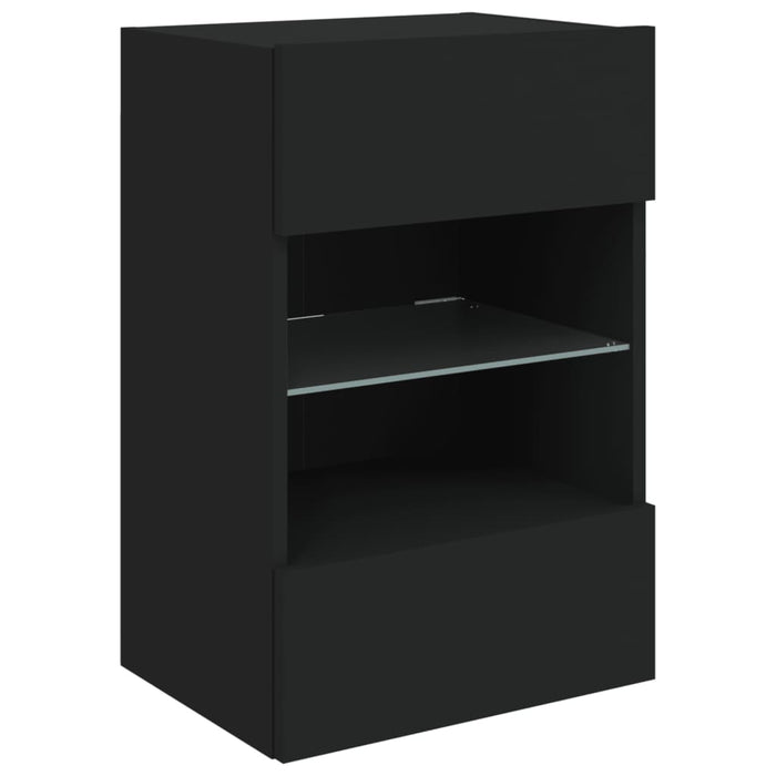 Comodă TV de perete cu lumini LED, negru, 40x30x60,5 cm - WALTI WALTI