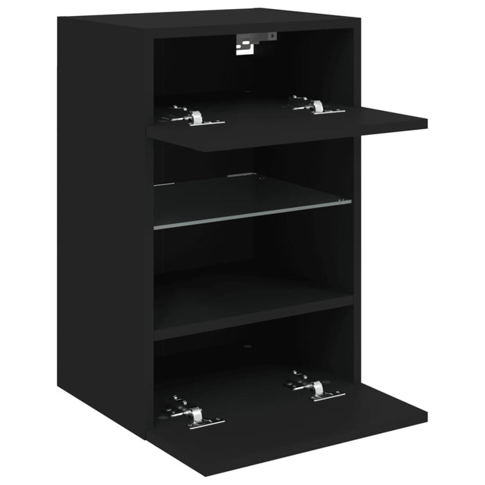 Comodă TV de perete cu lumini LED, negru, 40x30x60,5 cm - WALTI WALTI