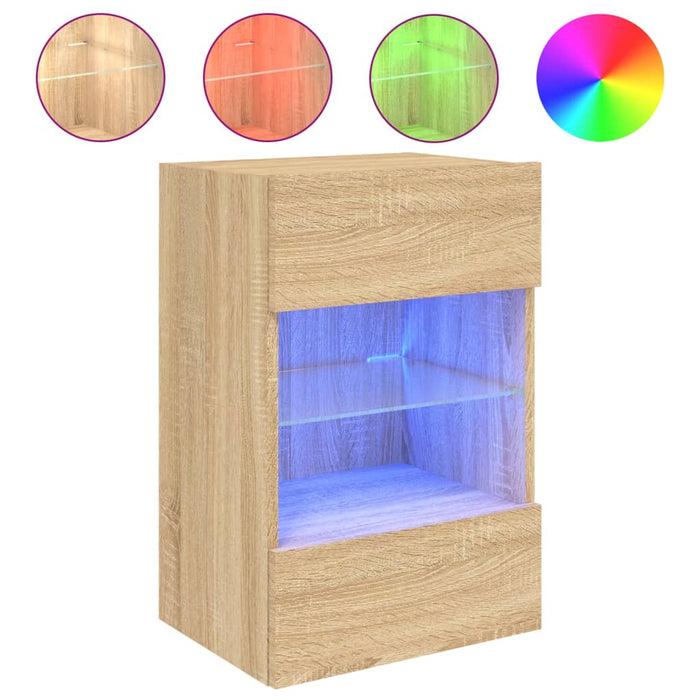Comodă TV de perete cu lumini LED, stejar sonoma, 40x30x60,5 cm - WALTI WALTI