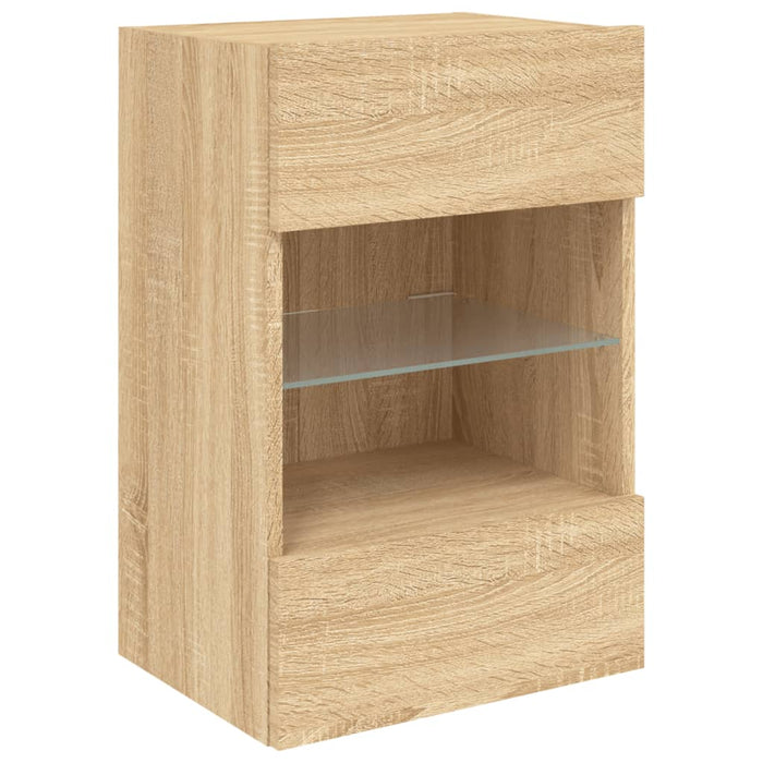 Comodă TV de perete cu lumini LED, stejar sonoma, 40x30x60,5 cm - WALTI WALTI