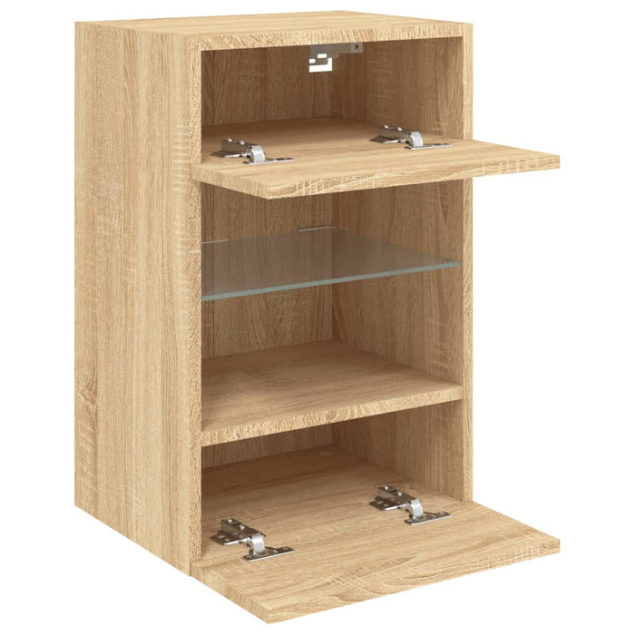 Comodă TV de perete cu lumini LED, stejar sonoma, 40x30x60,5 cm - WALTI WALTI