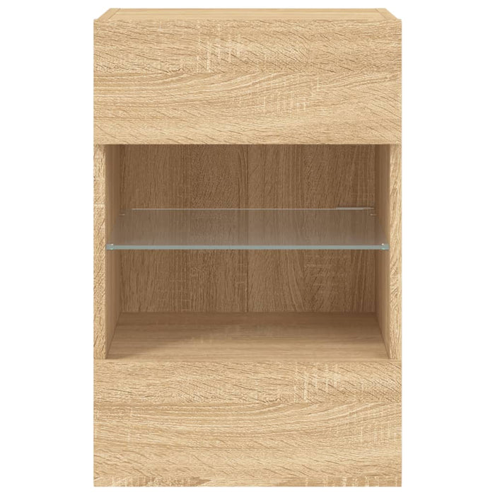 Comodă TV de perete cu lumini LED, stejar sonoma, 40x30x60,5 cm - WALTI WALTI