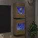Comode de perete cu lumini LED pentru TV, 2 buc. stejar sonoma, 40x30x60,5 cm - WALTI WALTI