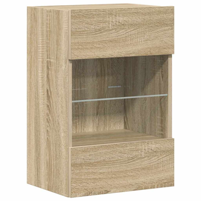 Comode de perete cu lumini LED pentru TV, 2 buc. stejar sonoma, 40x30x60,5 cm - WALTI WALTI