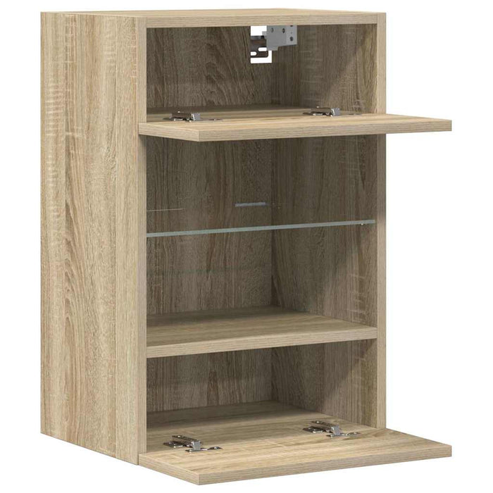Comode de perete cu lumini LED pentru TV, 2 buc. stejar sonoma, 40x30x60,5 cm - WALTI WALTI