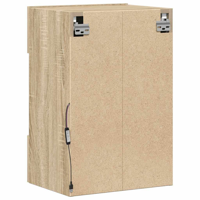 Comode de perete cu lumini LED pentru TV, 2 buc. stejar sonoma, 40x30x60,5 cm - WALTI WALTI