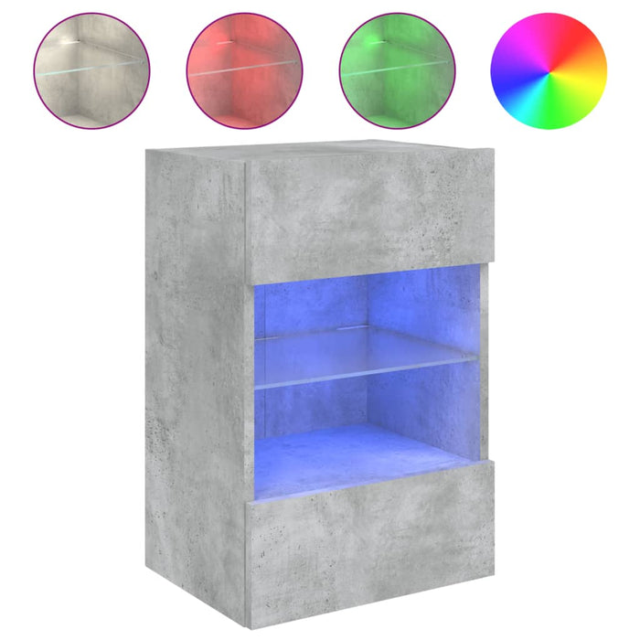 Comodă TV de perete cu lumini LED, gri beton, 40x30x60,5 cm - WALTI WALTI