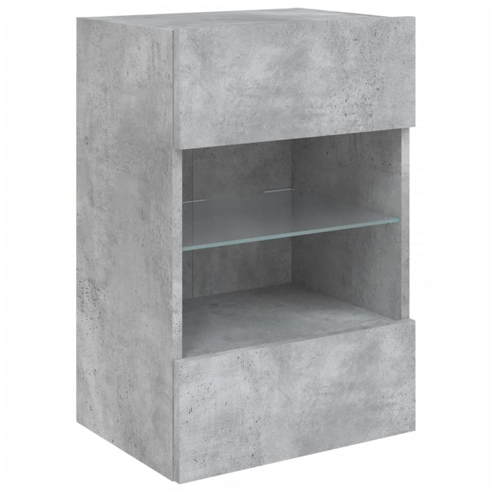 Comodă TV de perete cu lumini LED, gri beton, 40x30x60,5 cm - WALTI WALTI