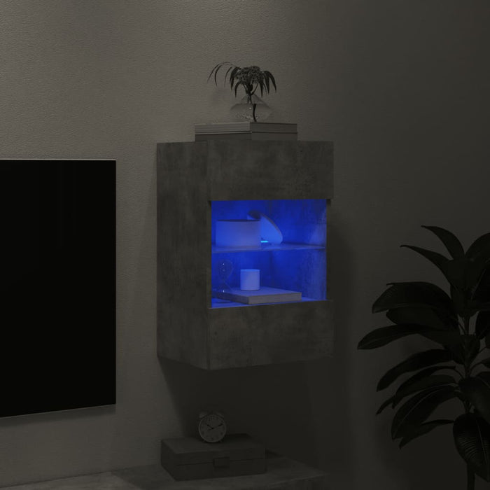 Comodă TV de perete cu lumini LED, gri beton, 40x30x60,5 cm - WALTI WALTI