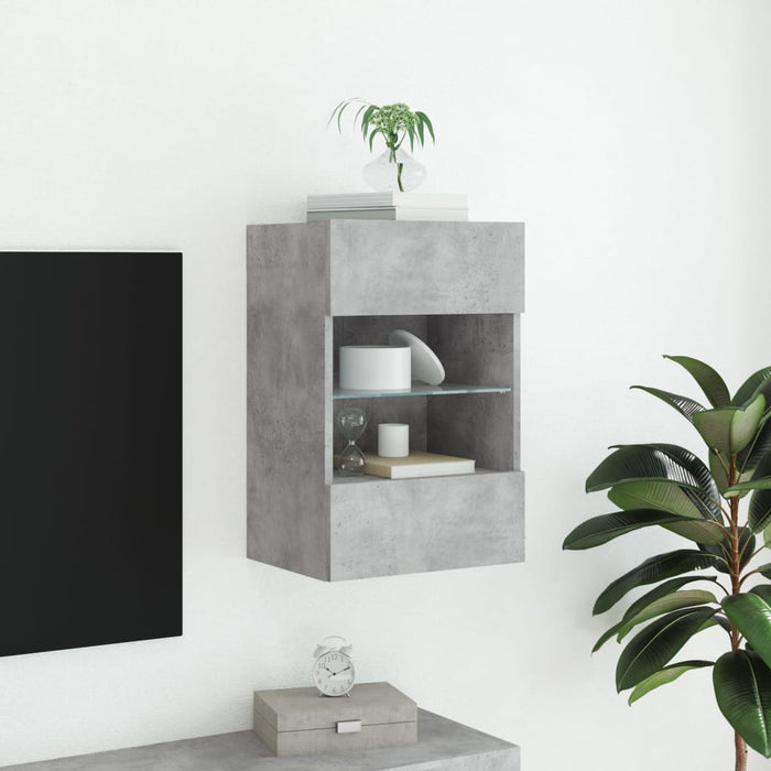Comodă TV de perete cu lumini LED, gri beton, 40x30x60,5 cm - WALTI WALTI