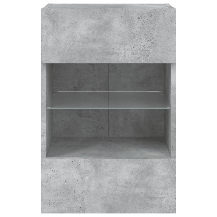 Comodă TV de perete cu lumini LED, gri beton, 40x30x60,5 cm - WALTI WALTI