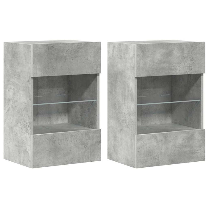 Comode de perete cu lumini LED pentru TV 2 buc. gri beton 40x30x60,5cm - WALTI WALTI