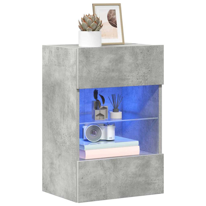 Comode de perete cu lumini LED pentru TV 2 buc. gri beton 40x30x60,5cm - WALTI WALTI