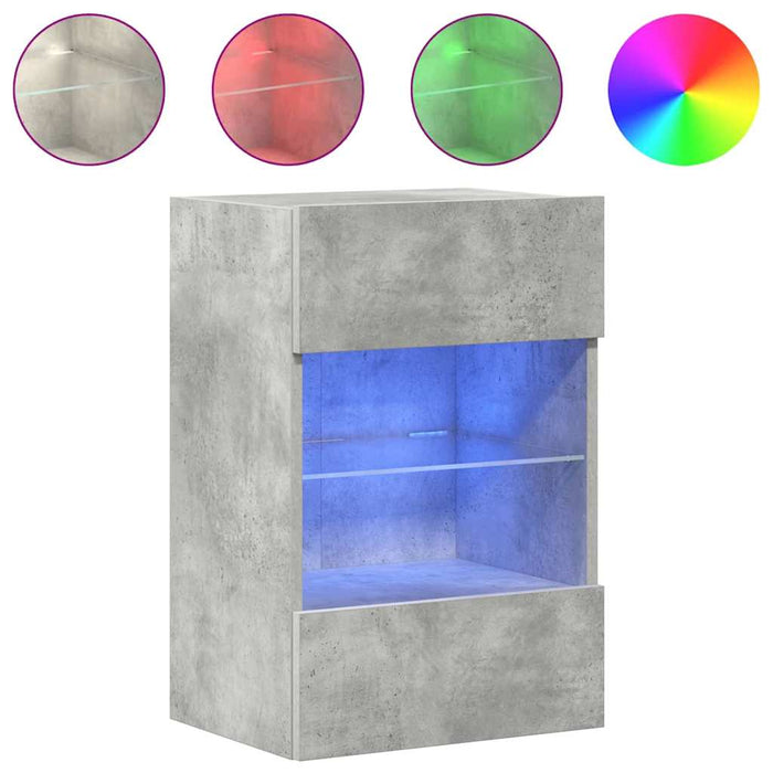 Comode de perete cu lumini LED pentru TV 2 buc. gri beton 40x30x60,5cm - WALTI WALTI