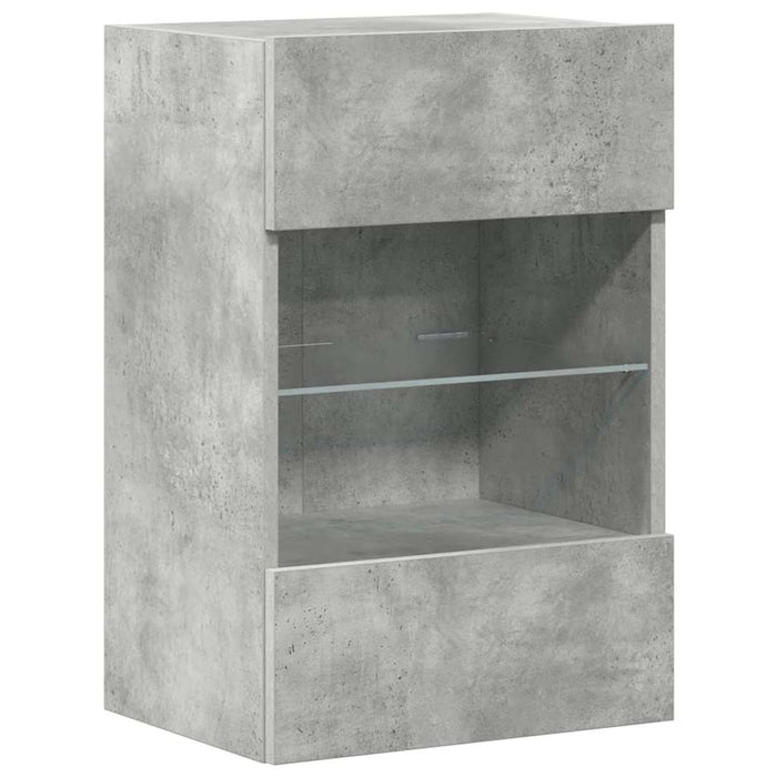Comode de perete cu lumini LED pentru TV 2 buc. gri beton 40x30x60,5cm - WALTI WALTI