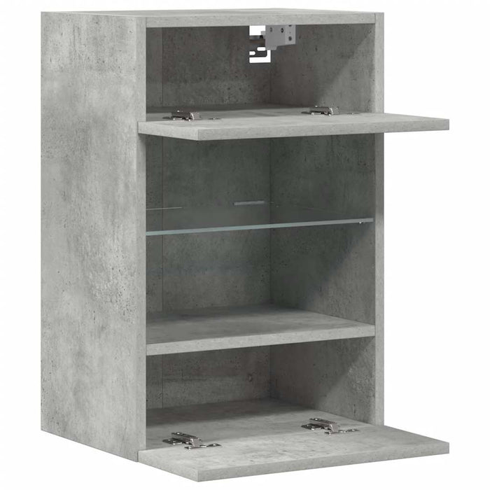 Comode de perete cu lumini LED pentru TV 2 buc. gri beton 40x30x60,5cm - WALTI WALTI