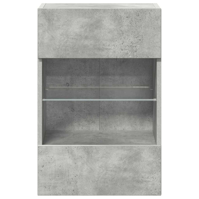 Comode de perete cu lumini LED pentru TV 2 buc. gri beton 40x30x60,5cm - WALTI WALTI