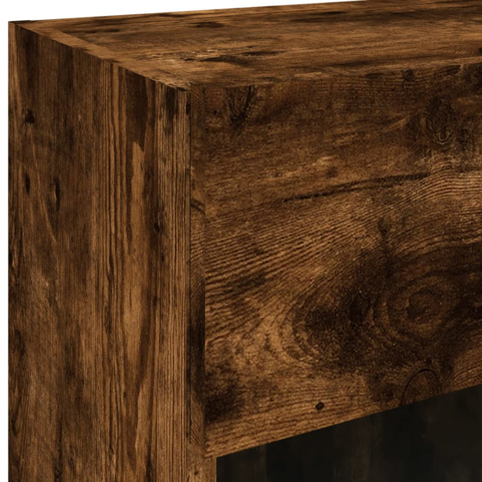 Comodă TV de perete cu lumini LED, stejar fumuriu, 40x30x60,5cm - WALTI WALTI