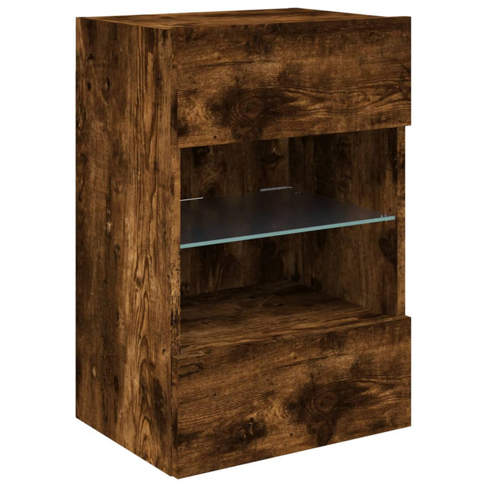 Comodă TV de perete cu lumini LED, stejar fumuriu, 40x30x60,5cm - WALTI WALTI