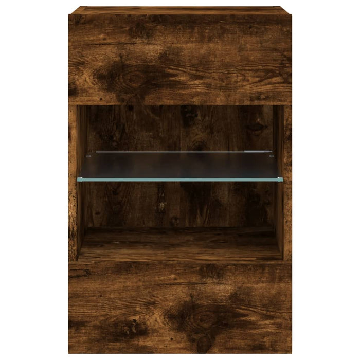 Comodă TV de perete cu lumini LED, stejar fumuriu, 40x30x60,5cm - WALTI WALTI