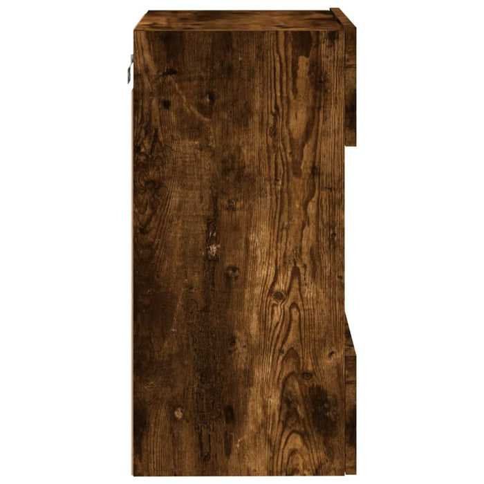 Comodă TV de perete cu lumini LED, stejar fumuriu, 40x30x60,5cm - WALTI WALTI