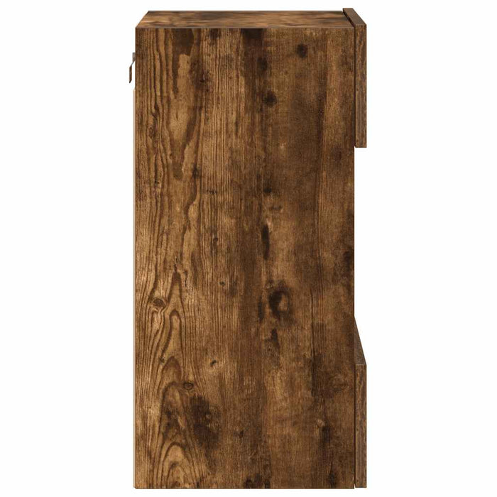 Comode de perete cu lumini LED pentru TV, 2 buc. stejar fumuriu, 40x30x60,5cm - WALTI WALTI