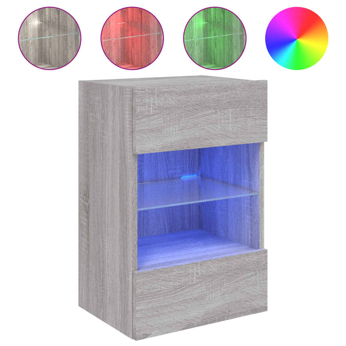 Comodă TV de perete cu lumini LED, gri sonoma, 40x30x60,5 cm - WALTI WALTI