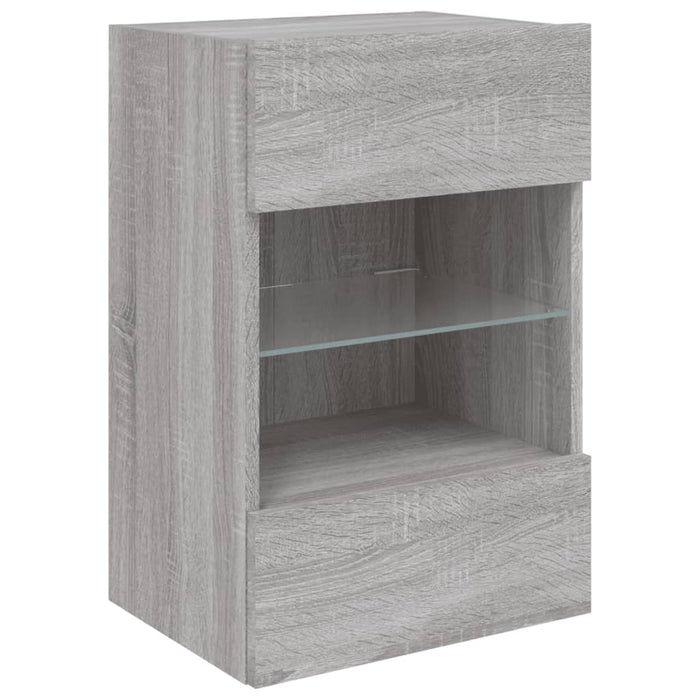 Comodă TV de perete cu lumini LED, gri sonoma, 40x30x60,5 cm - WALTI WALTI